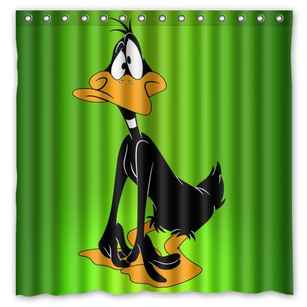 Bathroom Products Polyester Fabric Daffy Duck Printed Shower Curtains
