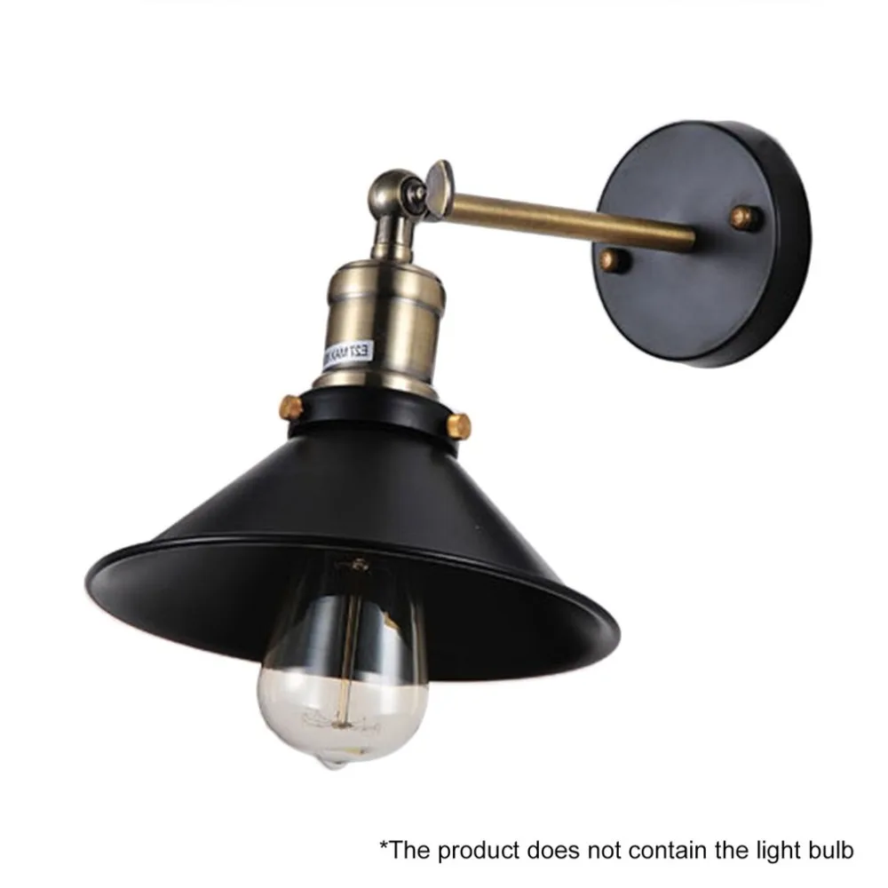 

Vintage Black Dress Shape Wall Lamp E27 with Angle Adjustable Loft Industrial Dining Hall Aisle Bar Cafe Iron Wall Lamp