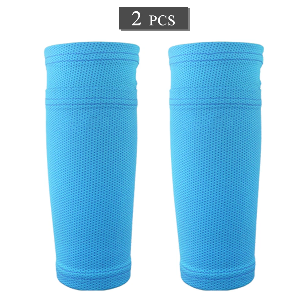 2 шт. Дышащие футбольные защитные рукава футбольные голени футбольные носки с карманом для голени гетры - Цвет: Blue