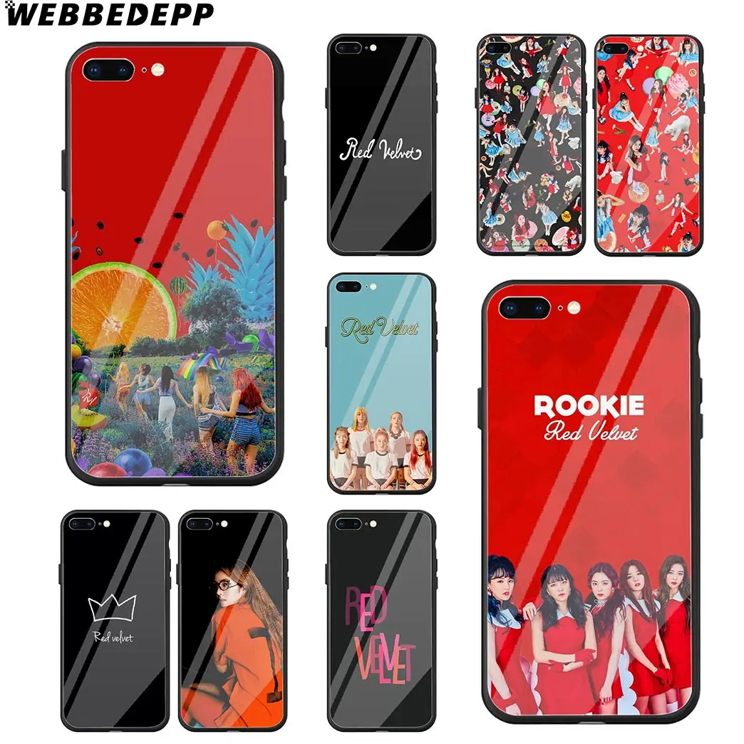 

WEBBEDEPP Red Velvet K Pop Tempered Glass Phone Case for Apple iPhone Xr Xs Max X or 10 8 7 6 6S Plus 5 5S SE 7Plus