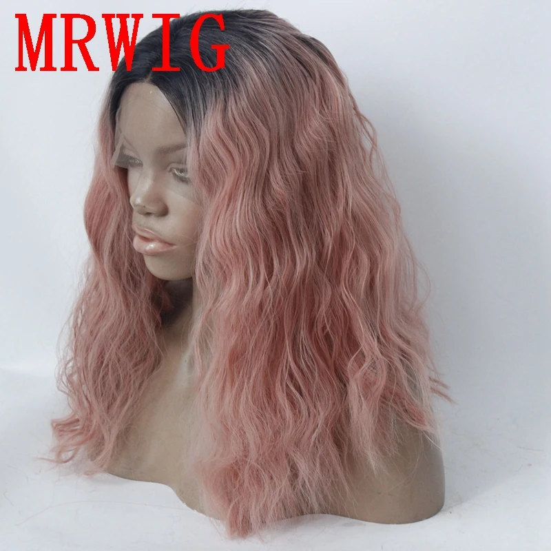 MRWIG короткий Боб Плетеный вьющиеся ombre темно розовый два тона синтетические
