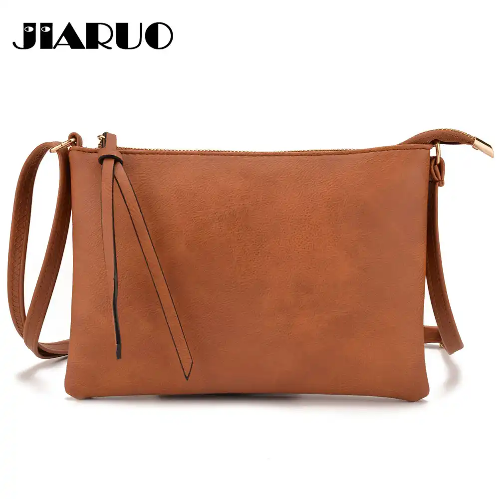 Jiaruo Vintage Slim Thin Women Leather Messenger Bag Envelope Crossbody For Las Mini Shoulder Handbag Purses Hand