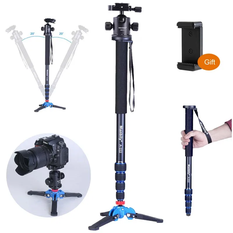 Manbily A 222 Camera Portable Professional DSLR Aluminum Monopod Tripod