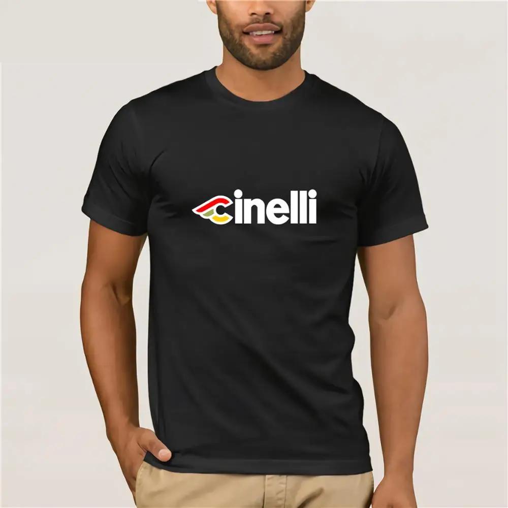 

New Cinelli Bicycle Biker Logo Men's Black T-Shirt Size S to 3XL