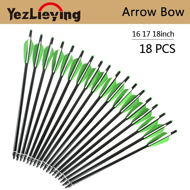 

16 17 18 inch length hunting aluminum arrows 18pc/lot green and white feathers composite bow archery hunting
