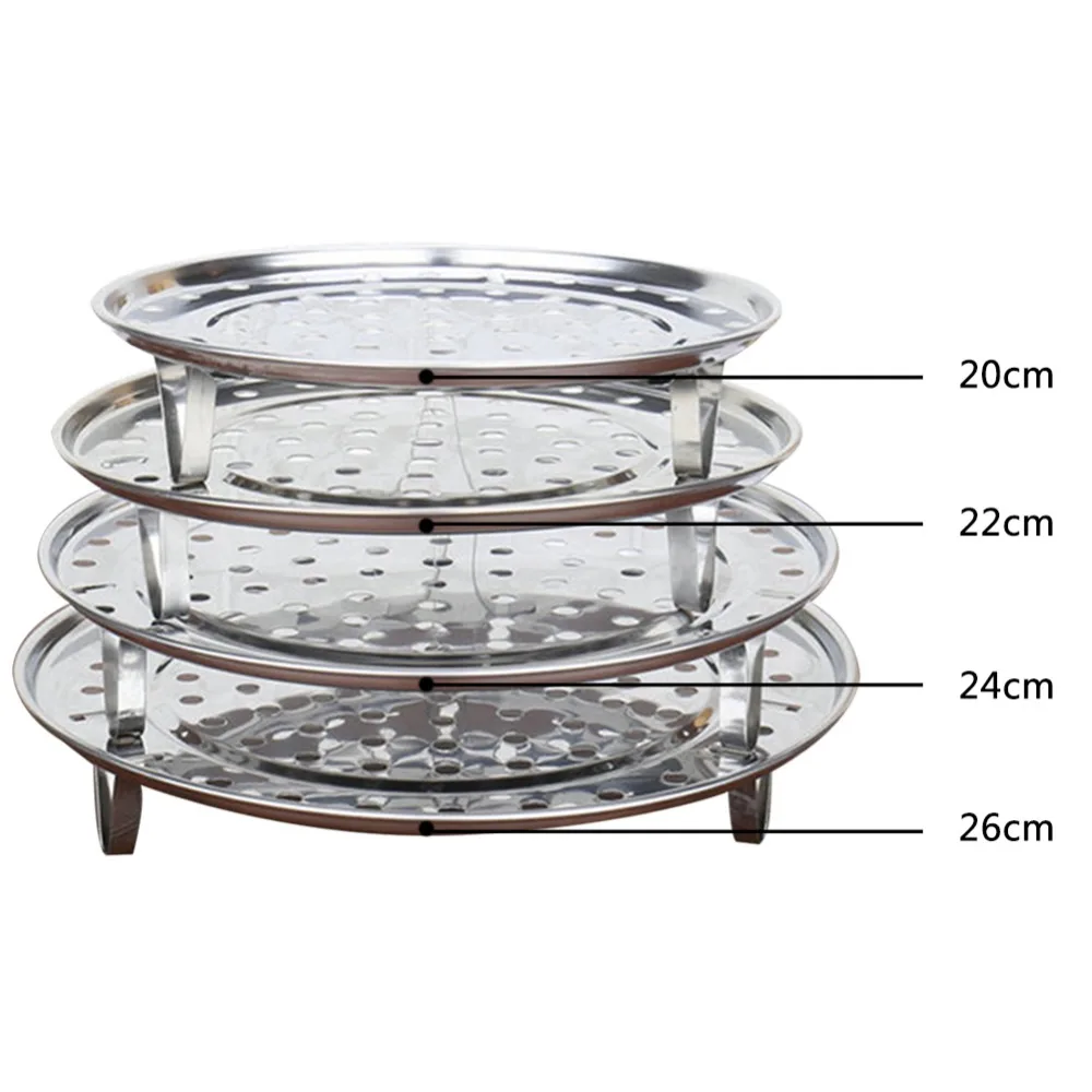 Stainless Steel Round Steamer Tray 20/22/24/26cm Convient Three-Leg Steamer Dumpling Tray Kitchenware Cooking Tools