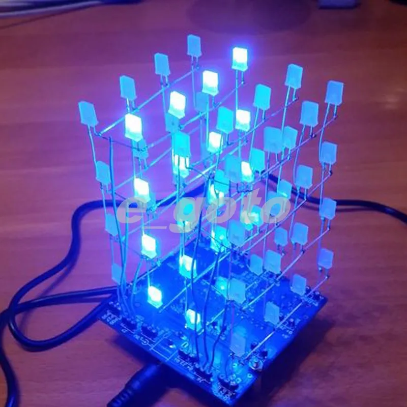 DDIY 3D Light Squared DIY Soldering Project 4x4x4 Red Blue LED with Cube Shell DDIY 3D Light Squared DIY Soldering Project 4x4x4 Red Blue LED with Cube Shell