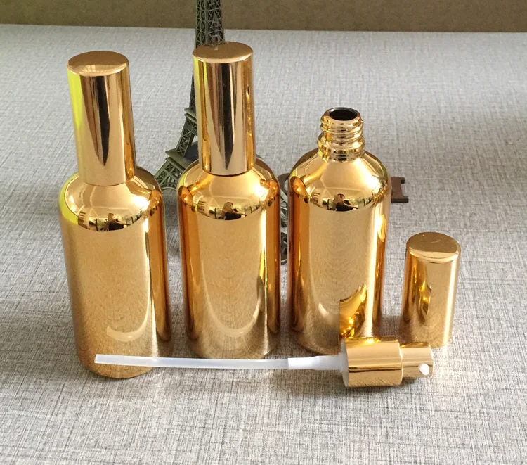 wholesale 100ml high temperature gold plated lotion bottle with pump