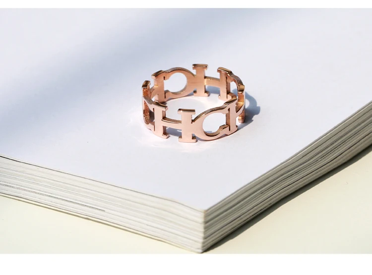 YUN RUO Новое поступление кольцо с буквами цвета розового золота модное титановое стальное ювелирное изделие подарок на свадьбу День рождения женщина никогда не выцветает шик