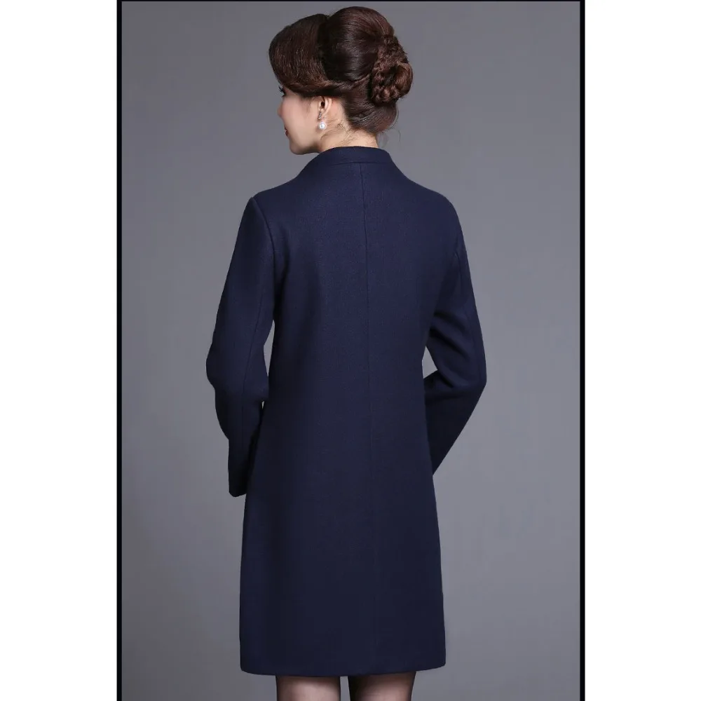 XL-5XL, шерстяная куртка для женщин среднего возраста, большие размеры, Осень-зима, модный элегантный Тренч с вышитыми цветами, NW943