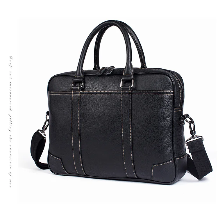 Известный бренд, деловые мужские сумки из натуральной кожи, мужские портфели из мягкой воловьей кожи, 14 дюймов, сумка для ноутбука, мужские сумки через плечо