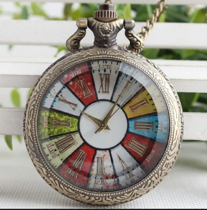 

New Arrival Luxury Color Dial White Dial Roman Number Quartz Pocket Watch Pendant Chain Mens Women Gifts Watch PG329
