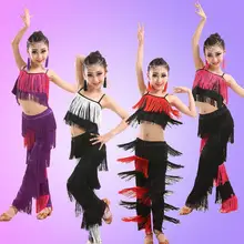 Latin Dance Dresses For Sale Ballroom Plus Size Fringe Tassel Dress Pants Sequin Fringe Salsa Samba Costume Kids Girls
