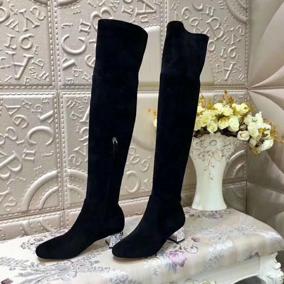 Bling Show Show Cristal Feminina Chaussures Femmes Bottes Bout Mode Sur Botas De As Bota Nouveau Zapatos Botines as Doux Genou Rond Mujer ggq1r