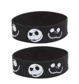 

New 50pcs Popular Nightmare Before Christmas Wristband Silicone Promotion Gift Filled In Color Bracelet Free Shipping T-6