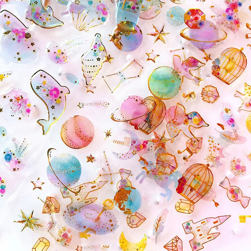 

Korean Stationery Lovely 3D Cartoon Animal Sticky Paper Kawaii PVC Transparent Waterproof Diary Scrapbooking Decorative Stickers