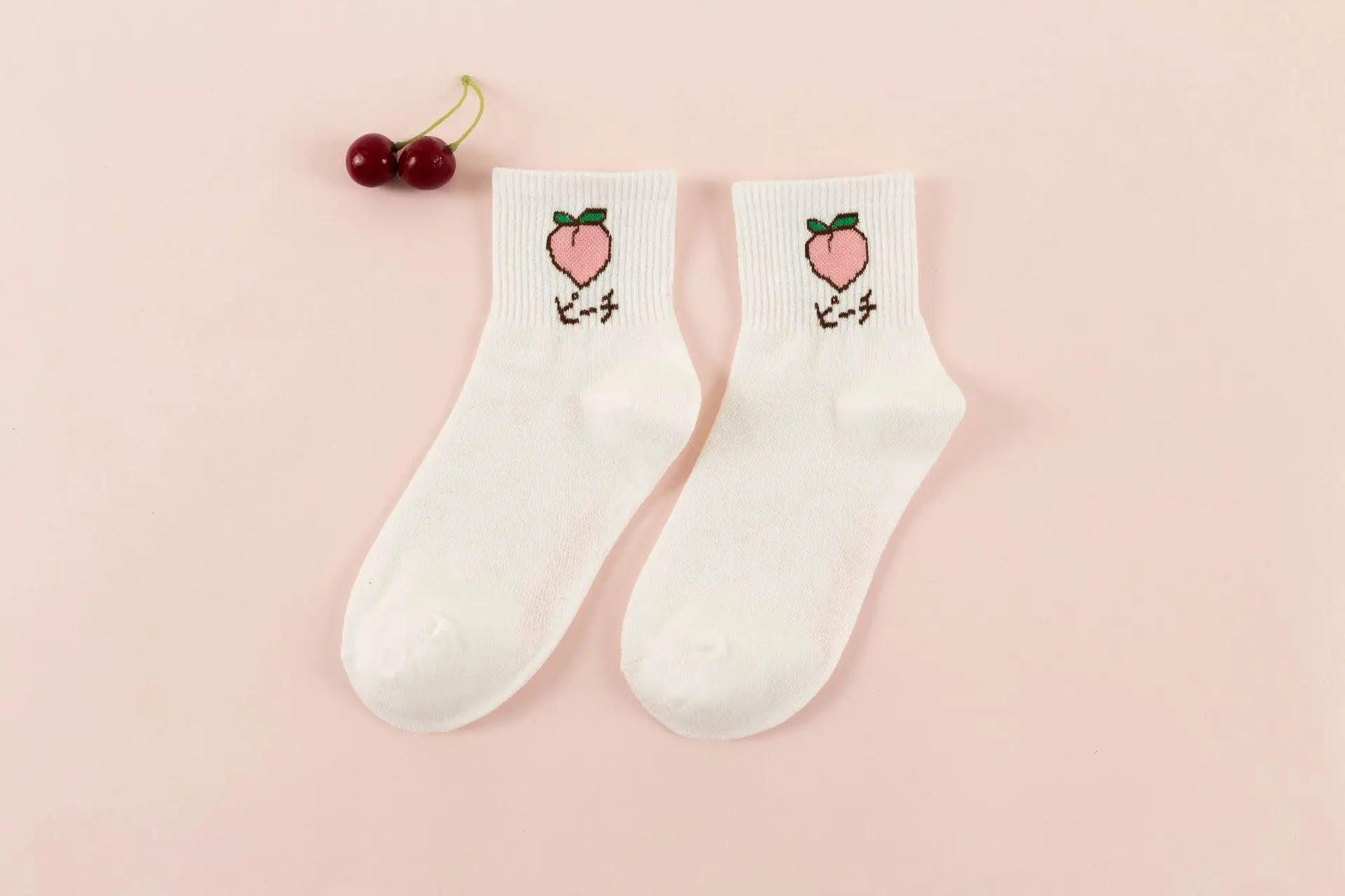 1 пара коротких носков с фруктами белые носки для девочек в Корейском стиле с вышитыми яблони носки в японском стиле Харадзюку