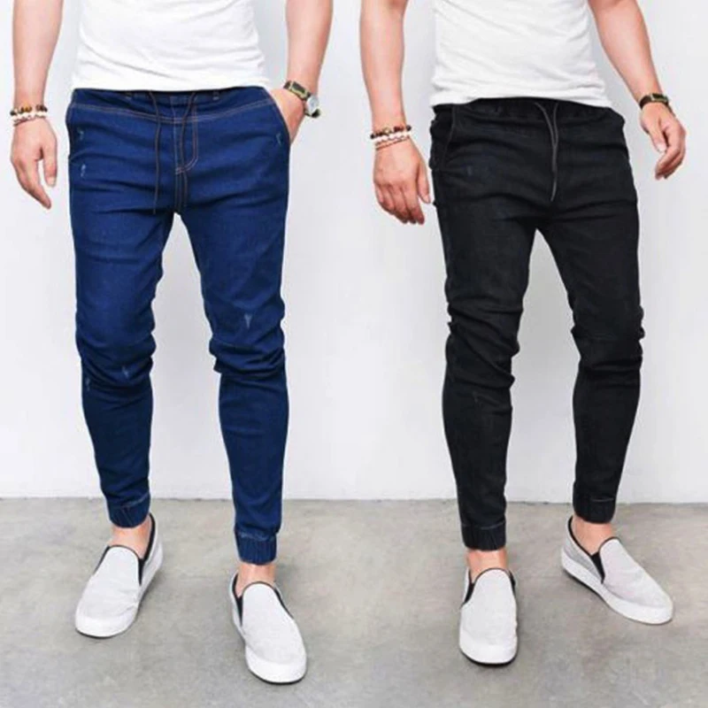 

Men denim ripped hole slim Jeans stretchy elastic Fashion Jeans Hip hop Skinny pencil Jeans For Men stretch black jeans homme