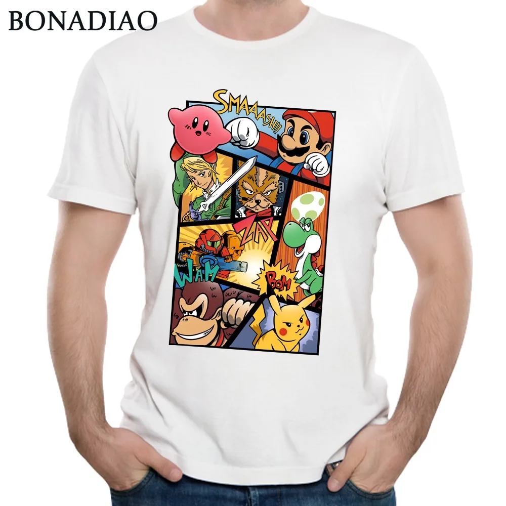 

Round Neck Good Dairanto Super Smash Mario Bros T-shirt For Man Kirby Link T Shirt S-6XL Big Size Casual Popular T-shirt