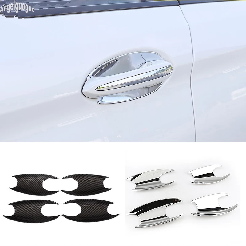 ABS chrome / carbon style Car Door Handle bowl Decoration Trim Sequin Cover Sticker For BMW 5 series G30 2017 18  accessories