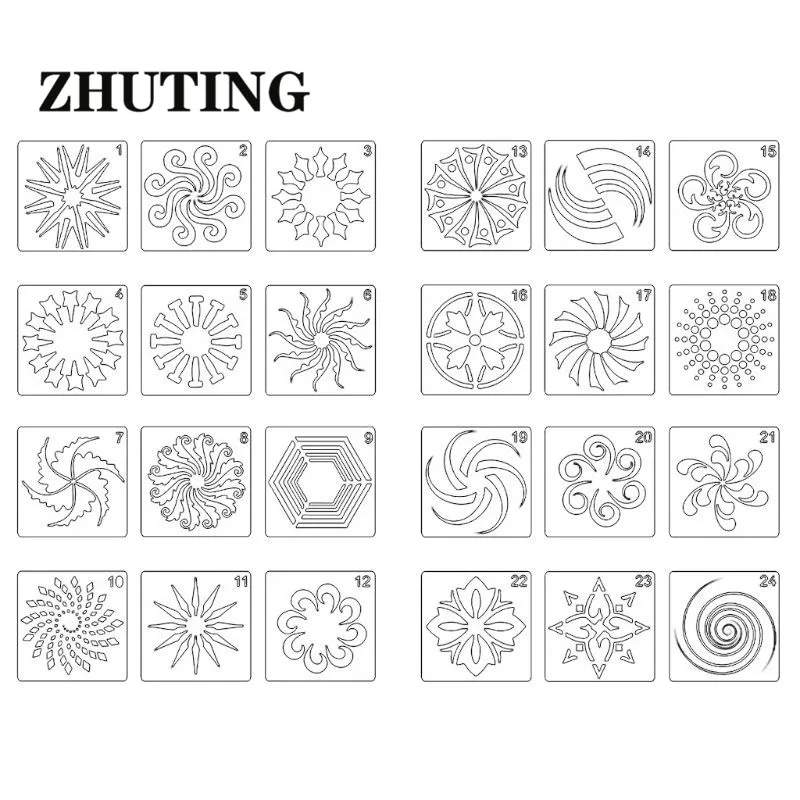 

24pcs Mandala DIY Painting Drawing Templates Ruler Stencil Scrapbooking Writing Tools Crafts Art Projects