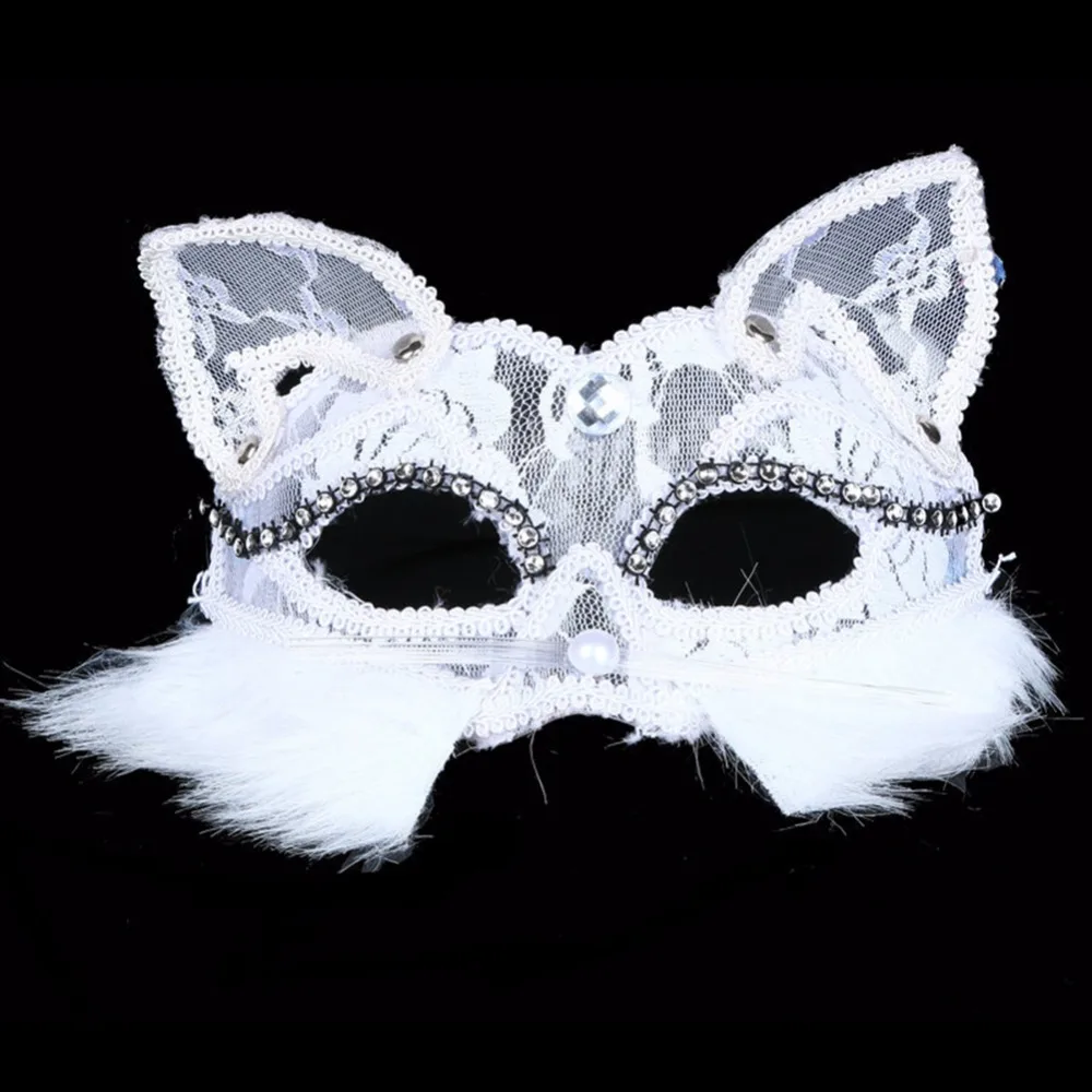 

1Pcs Sexy Lace Cat Face Mask PVC Fox Half Face Masks Women Halloween Venetian Masquerade Ball Party Mask Costumes Carnival Masks