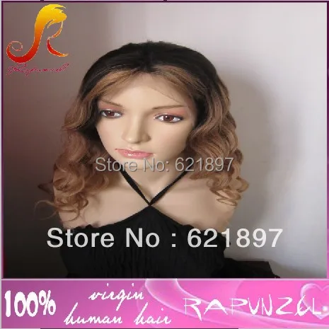 

Ombre deep wave brazilian hair lace front wig