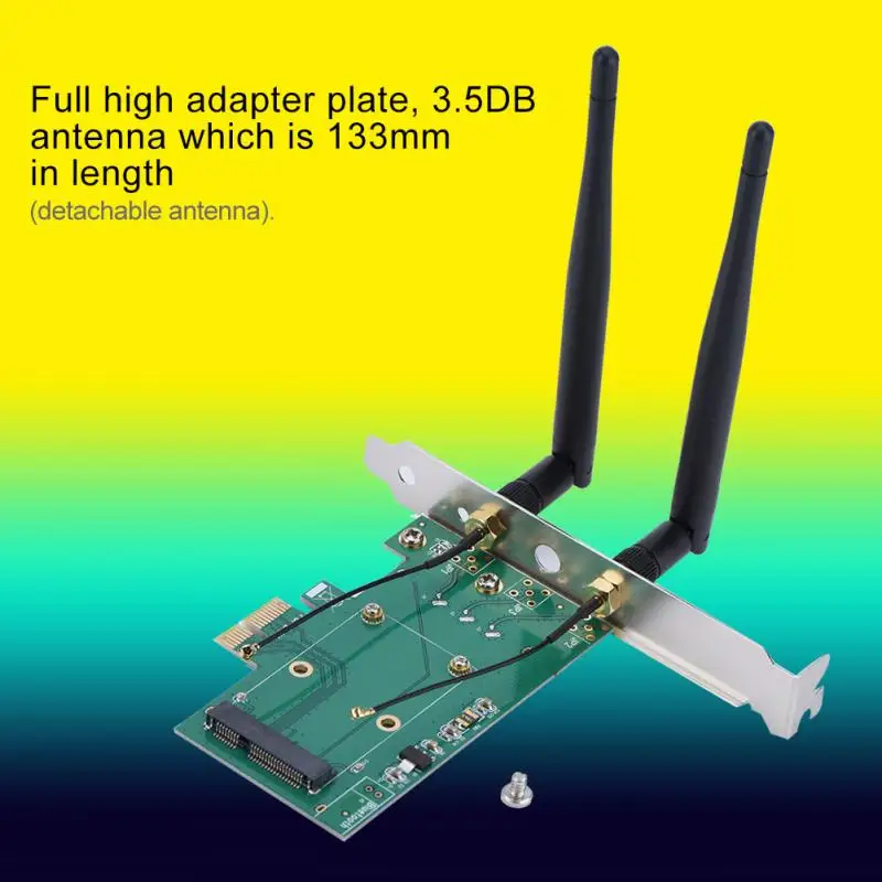 

Mini PCI-E to desktop PCI-E Adapter PC Wireless Network Card Full high 2 Antenna Card Plate