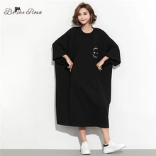 Женская свободная футболка-платье BelineRosa, свободная футболка-платье с рукавом типа "летучая мышь", большие размеры, HS000614, модель года