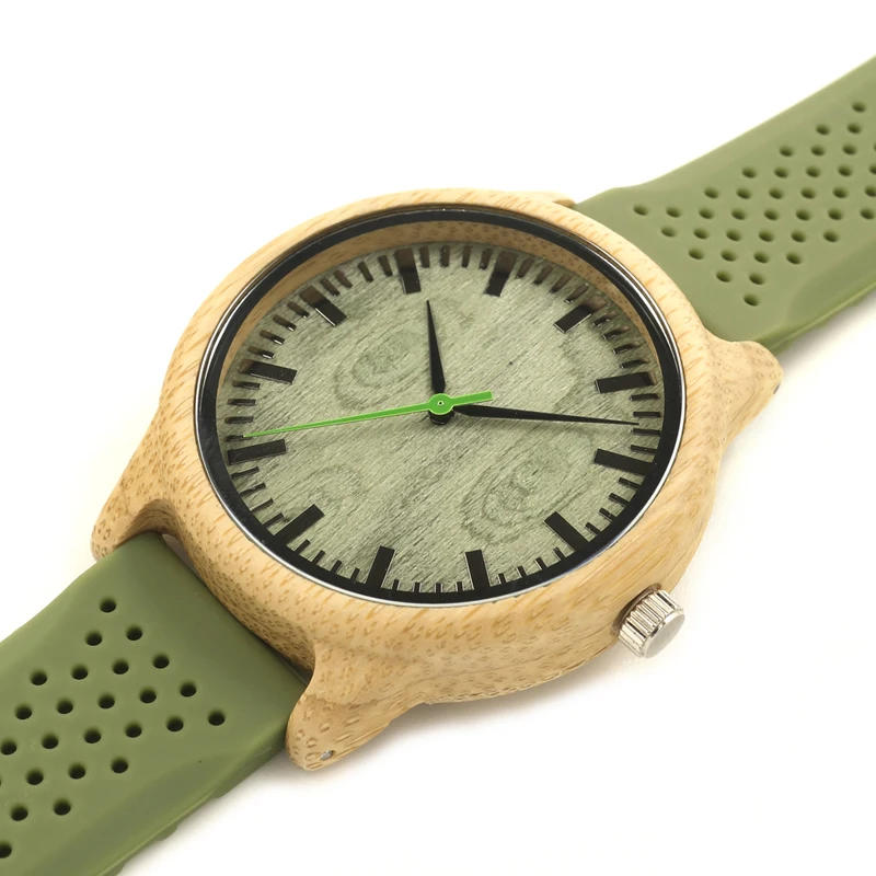 BOBO BIRD Mens Casual Bamboo Wooden Watches With Silicone Straps Japan Quartz Movement sport Watch in Wood Box
