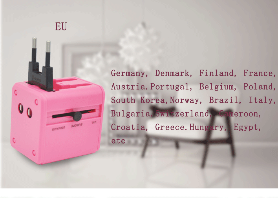 Universal Travel Adapter Electric Plugs Sockets Converter US AU UK EU with Dual USB Charging 2.1A Electrical Power Plug European (9)