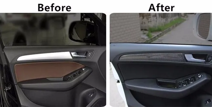 Автомобильная Дверная панель из углеродного волокна, наклейка, накладка, 4 шт., для Audi Q5, аксессуары для интерьера, декоративные полосы, наклейки