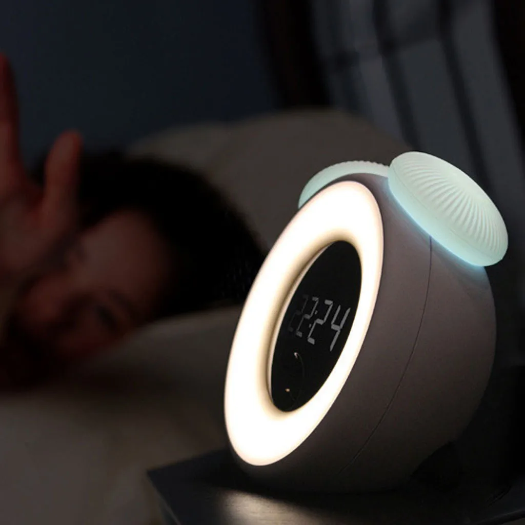 

ISHOWTIENDA Children's Sleep Trainer Alarm Clock Light Control Mushroom ABS Smart Alarm Clock Night Light Home Decoration Clock