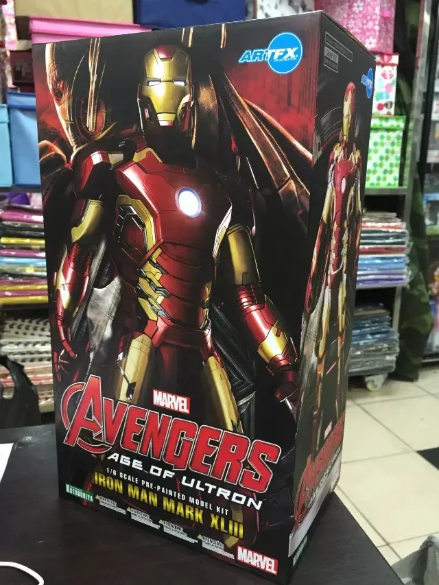 Дешево Marvel Железный человек Mark XLIII 43 1 6 масштаб предварительно окрашенная модель комплект со светодиодный светильник ПВХ фигурка Коллекционная мо...