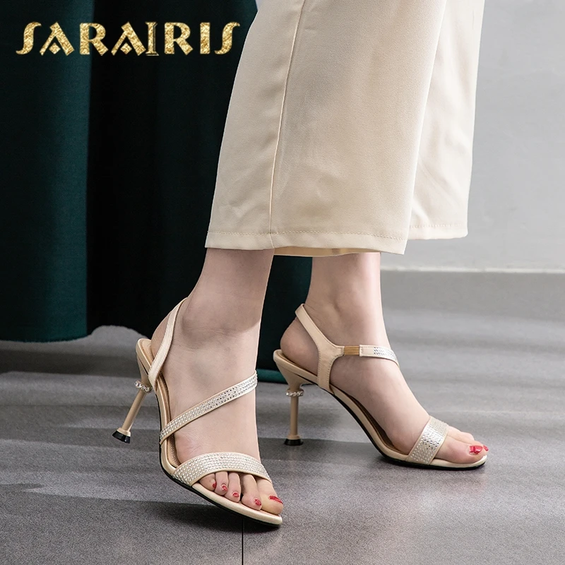 

Sarairis 2019 High Quality Hot Sale Black Pink Shoes Woman Sandals Strange Style Peep Toe Elegant Sandals Woman Shoes Footwear