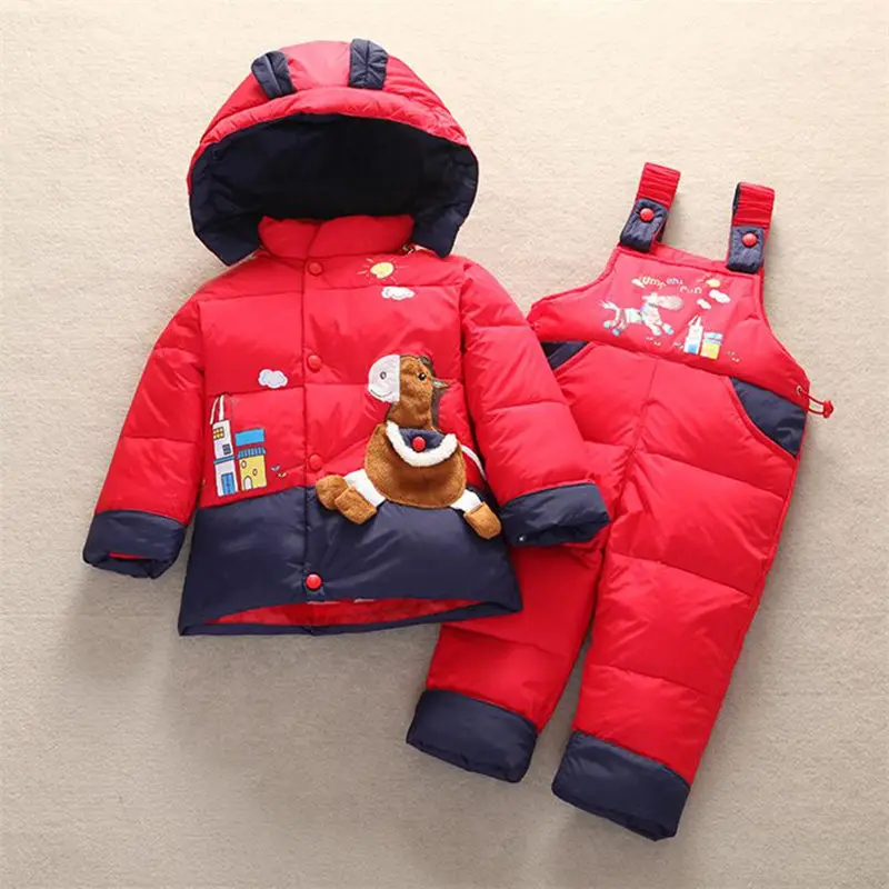 

80-100cm 2018 Winter Children Baby Kids Duck Down Two-piece warm jacket Boy Clothing Parka Hoodies Outerwear Girls Coat Jacket