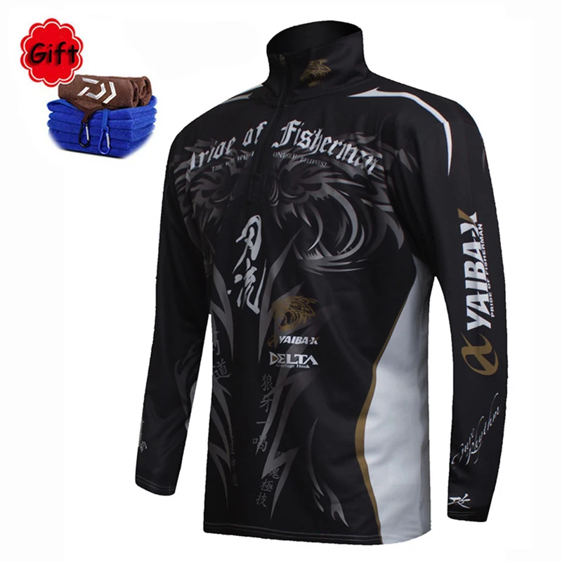 

2018 New Fishing Clothes Fishing Men Coat Breathable Jacket Quick Dry Long Sleeve Fishing Shirts Zipper Sun Protection Towel
