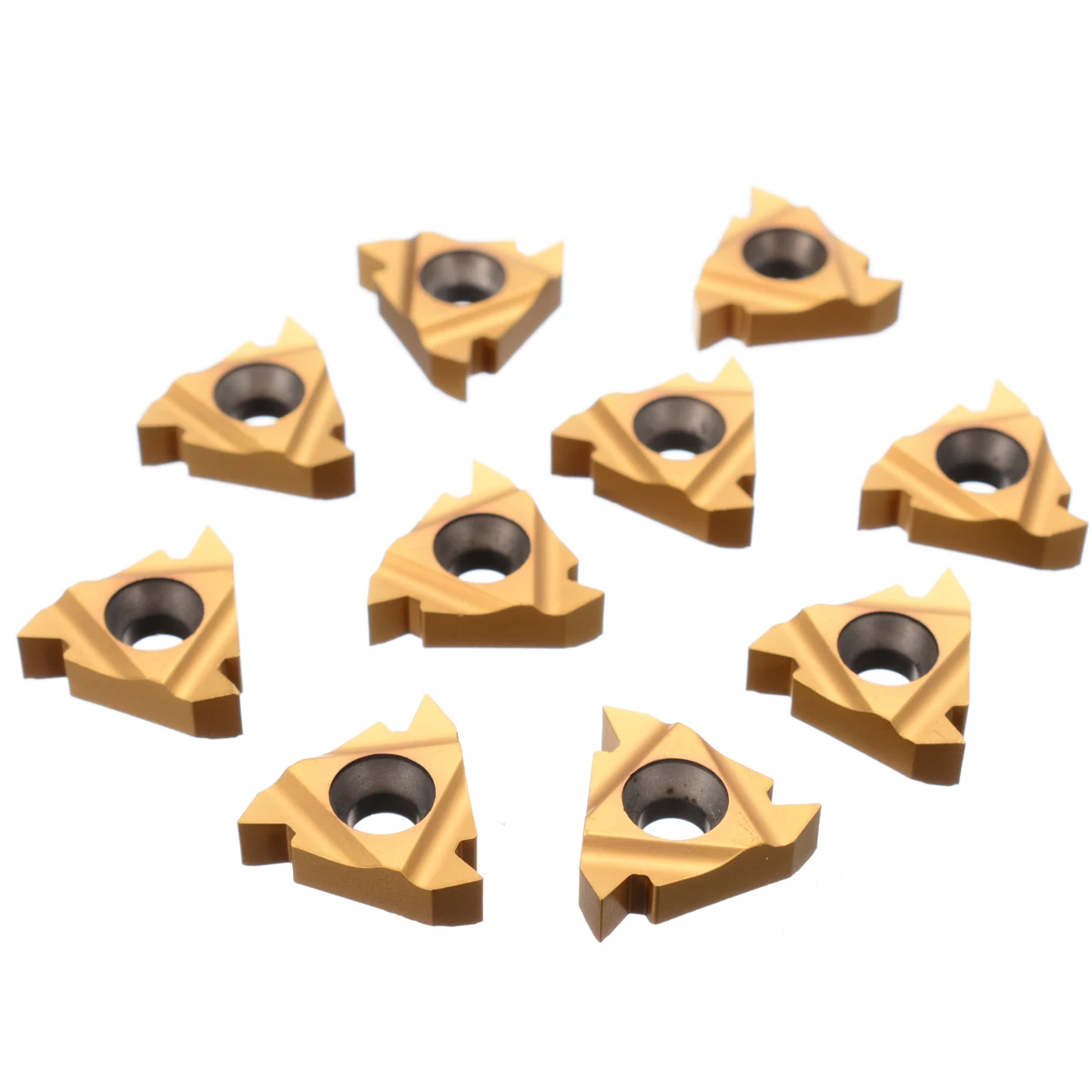10pcs Golden 16IR AG60 Carbide Insert Blade Metal Turning Tool Lathe Tool CNC Parts Turning Blade Cutter