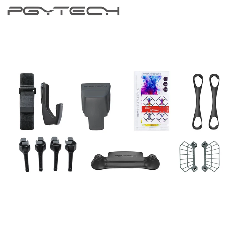 

7-in-1 PYGTECH DJI Spark Controller & Propeller Fixer Holder Hands Protector Sticker Landing Gear DJI Spark Drone Accessory Kit