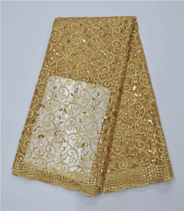 DHL! высококачественное гипюровое кружево, кружевная ткань с пайетками и вышивкой для женского платья золотого цвета - Цвет: 2
