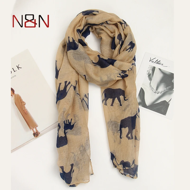 

Fashion Women Silk Scarf Luxury Elephant Animal Pattern Scarves Women Autumn And Winter 180*90 CM Long Size Shawl