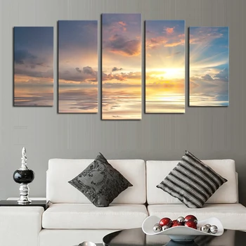 

Unframed 5 Pcs Wall Painting Sunset Seaview Picture Print Painting Modern Canvas Wall Art For Wall Decor Home Decoration Artwork