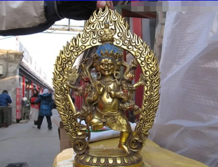 

14"Tibet Buddhism bronze Gild Six Arm Buddha Statue