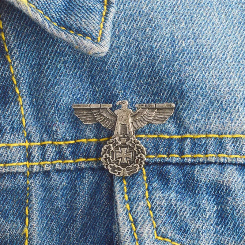 1pcs Eagle Brooch Vintage Military Cross Animals Pins Collar Badge Corsage Jewelry