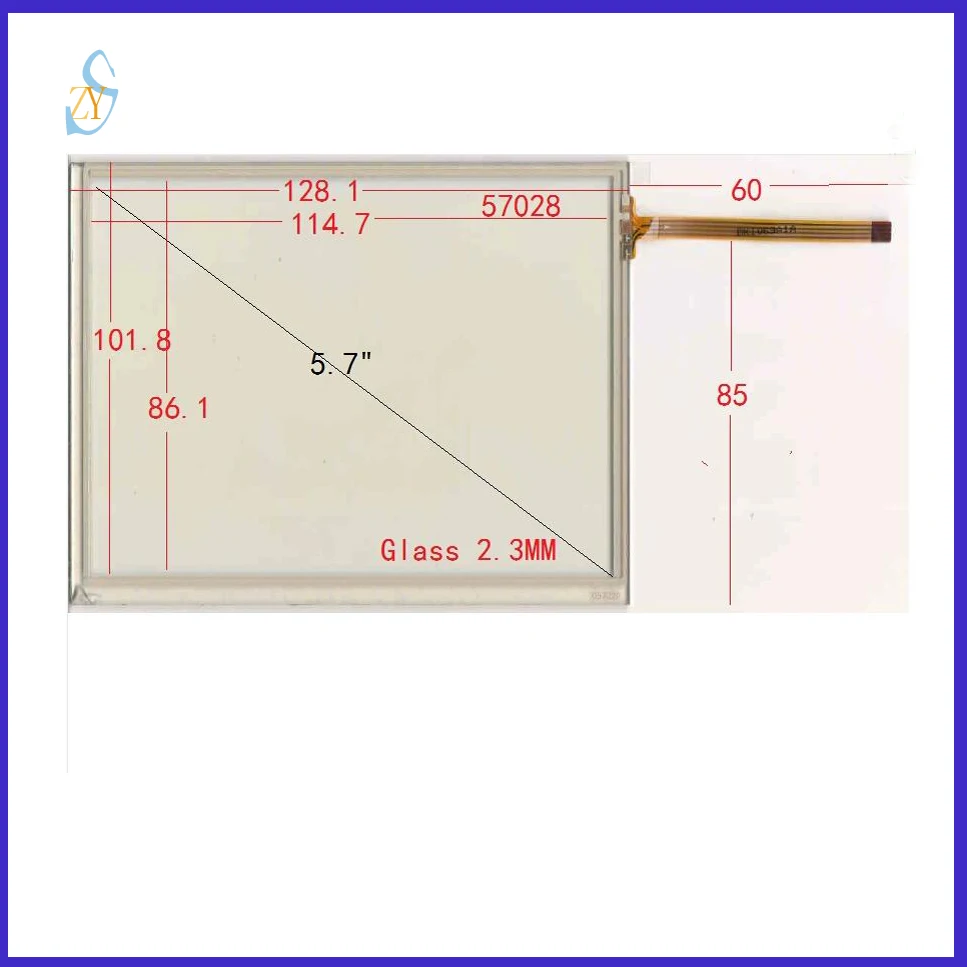 ZhiYuSun 057028 5 7 дюйма 128*101 4 провода сенсорный экран ширина сенсорной панели 101 мм