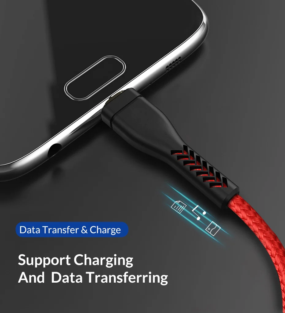 TOPK Micro USB кабель 2A Быстрая зарядка USB кабель для передачи данных для samsung Xiaomi huawei sony Android Tablet Зарядное устройство через Micro USB кабель