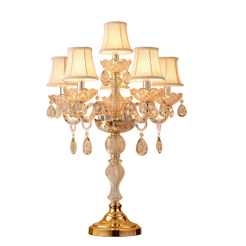 

European-style crystal desk lamp living room luxury wedding hotel model bedroom bedside table lamp Jingdezhen bedroom table lamp