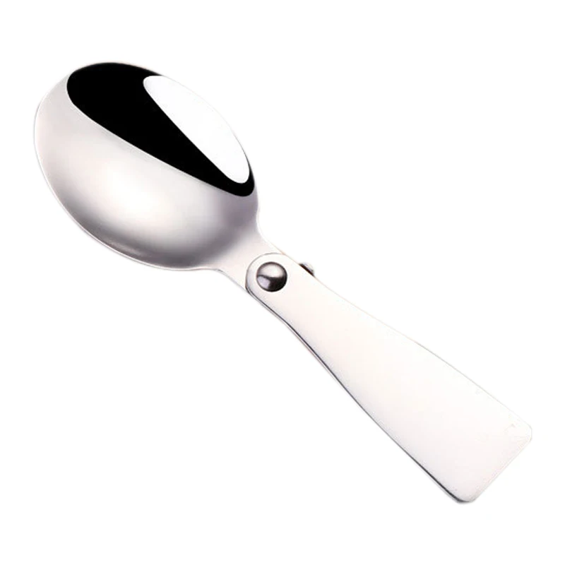

HOT-Metal Spoon Picnic Tableware Spoon Outdoor Foldable Camping Hiking Cookout Picnic Folding Cutlery Tool Travel.