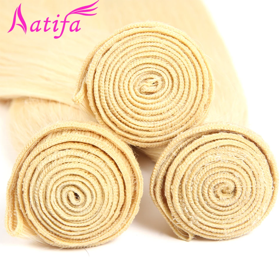 #613 Bundles Brazilian Straight Hair Weave Blonde Human Hair 4 Bundle Deals Aatifa Remy Hair Extension 10-28 Inch Bundles