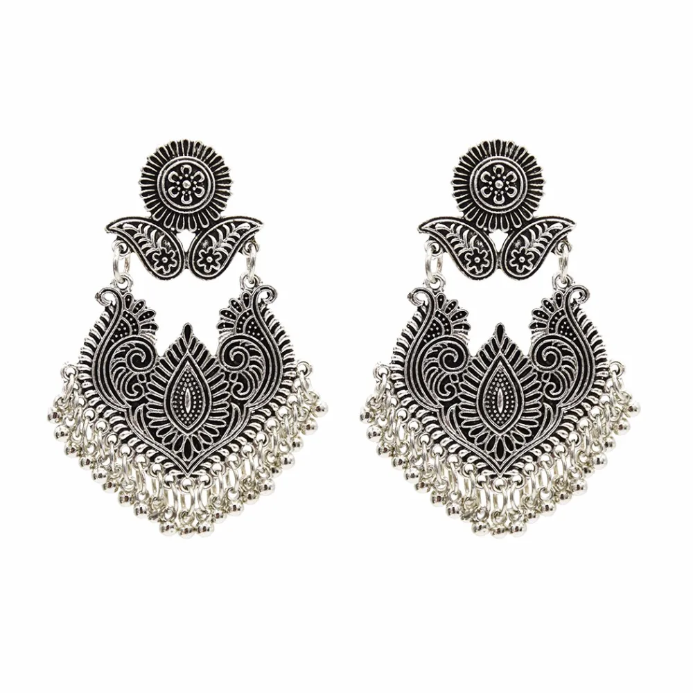 Indian Jewelry Vintage Silver Gold Carved Flower Drop Earrings for Women Bohemian Jhumka Charm Earrings Turkish Party Gift
Indian Jewelry Vintage Silver Gold Carved Flower Drop Earrings for Women Bohemian Jhumka Charm Earrings Turkish Party Gift